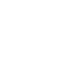 White outline icon of a grill with three types of meat cooking: a drumstick, a steak, and a sausage, placed on the grill grate.